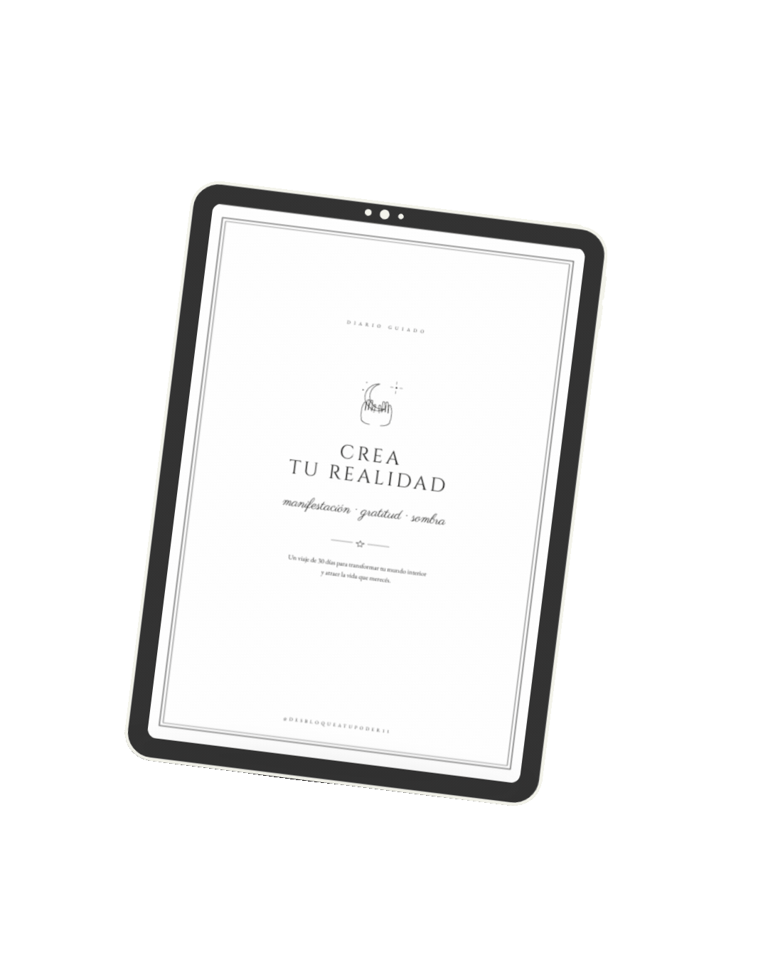 Mockup del diario Crea Tu Realidad en tablet